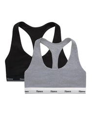 Hanes Originals Racerback Bralette, Breathable Stretch Cotton, 2-Pack
