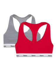 Hanes Originals Racerback Bralette, Breathable Stretch Cotton, 2-Pack