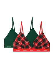 Hanes Originals Women's Triangle Bralette, Breathable Stretch Cotton, 2-Pack