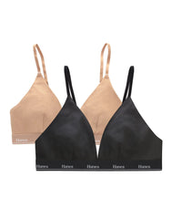 Hanes Originals Women's Triangle Bralette, Breathable Stretch Cotton, 2-Pack