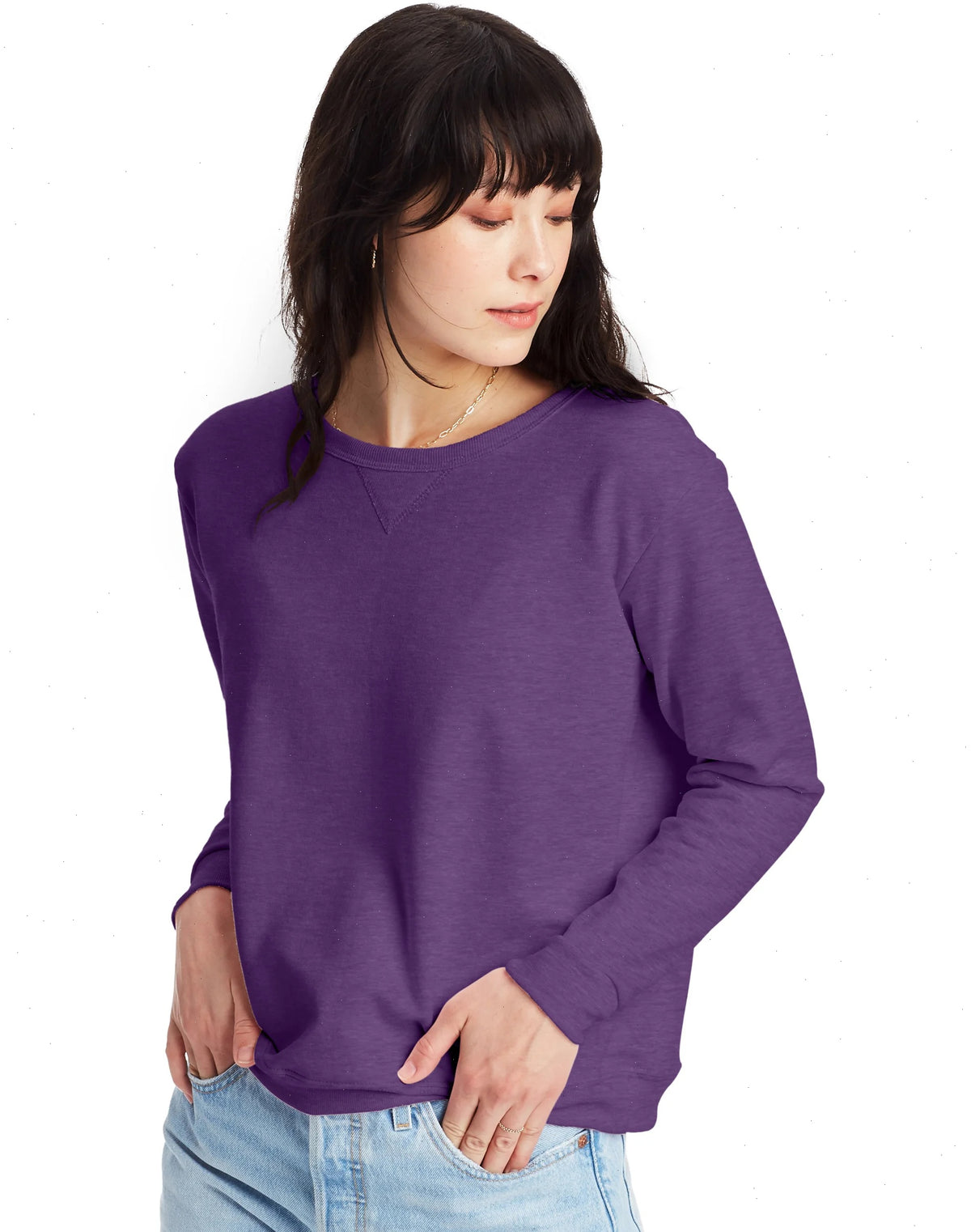Hanes EcoSmart Women's Fleece Sweatshirt, V-Notch