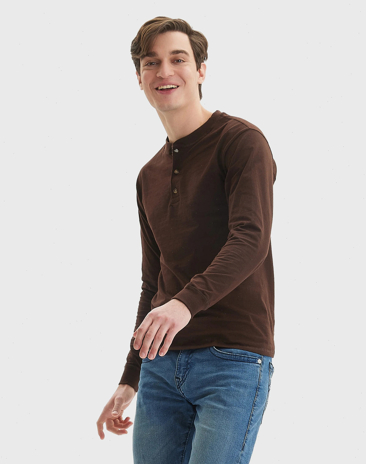 Hanes Beefy-T Men's Long Sleeve Henley