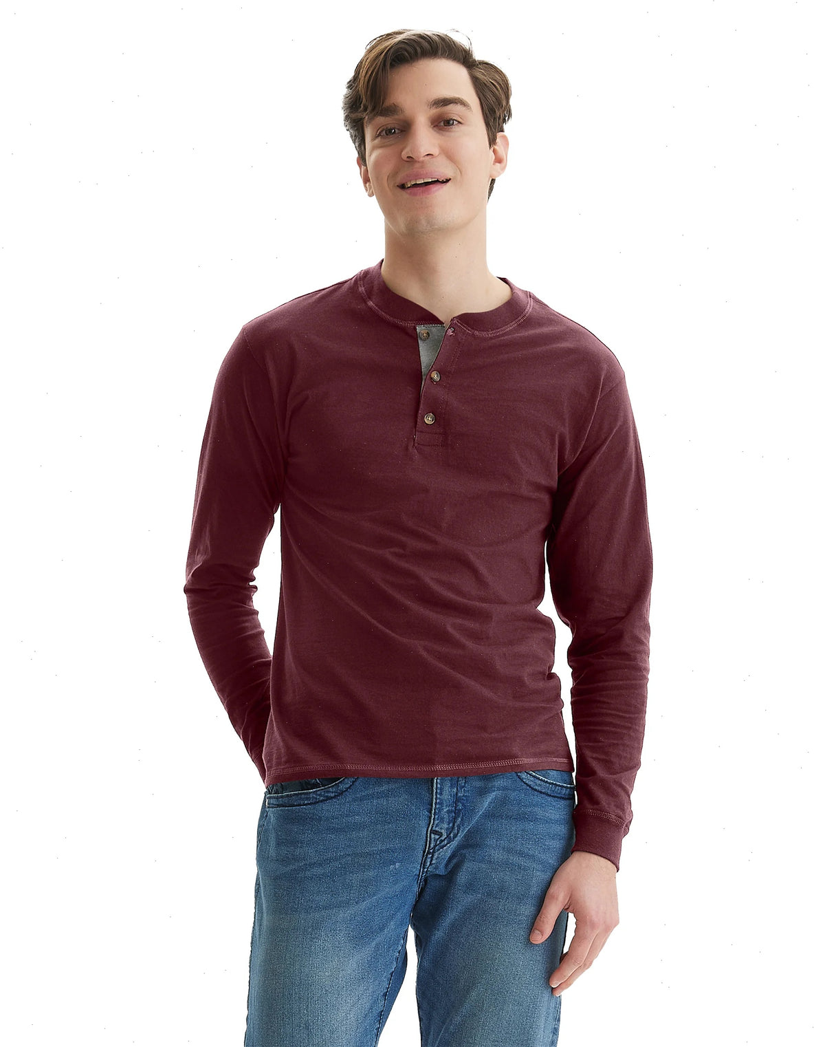Hanes Beefy-T Men's Long Sleeve Henley