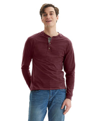 Hanes Beefy-T Men's Long Sleeve Henley