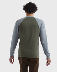 Hanes Beefy-T Men's Long Sleeve Colorblock Henley