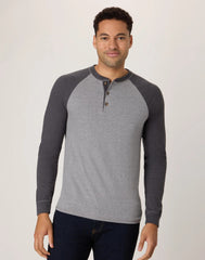 Hanes Beefy-T Men's Long Sleeve Colorblock Henley