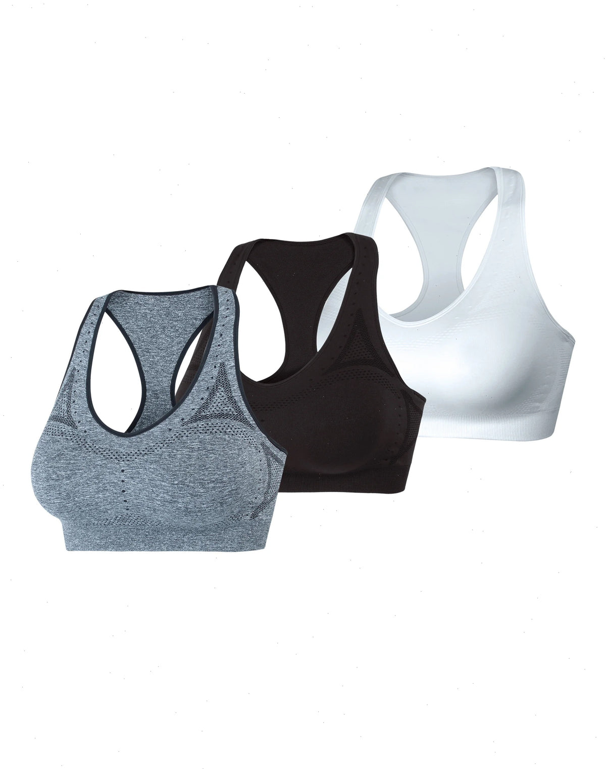 Hanes Sport Women's Seamless Racerback Sports Bra, 3-Pack