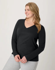 Hanes Women's Long Sleeve Cotton V-Neck T-Shirt