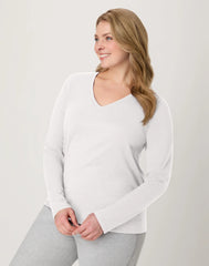 Hanes Women's Long Sleeve Cotton V-Neck T-Shirt
