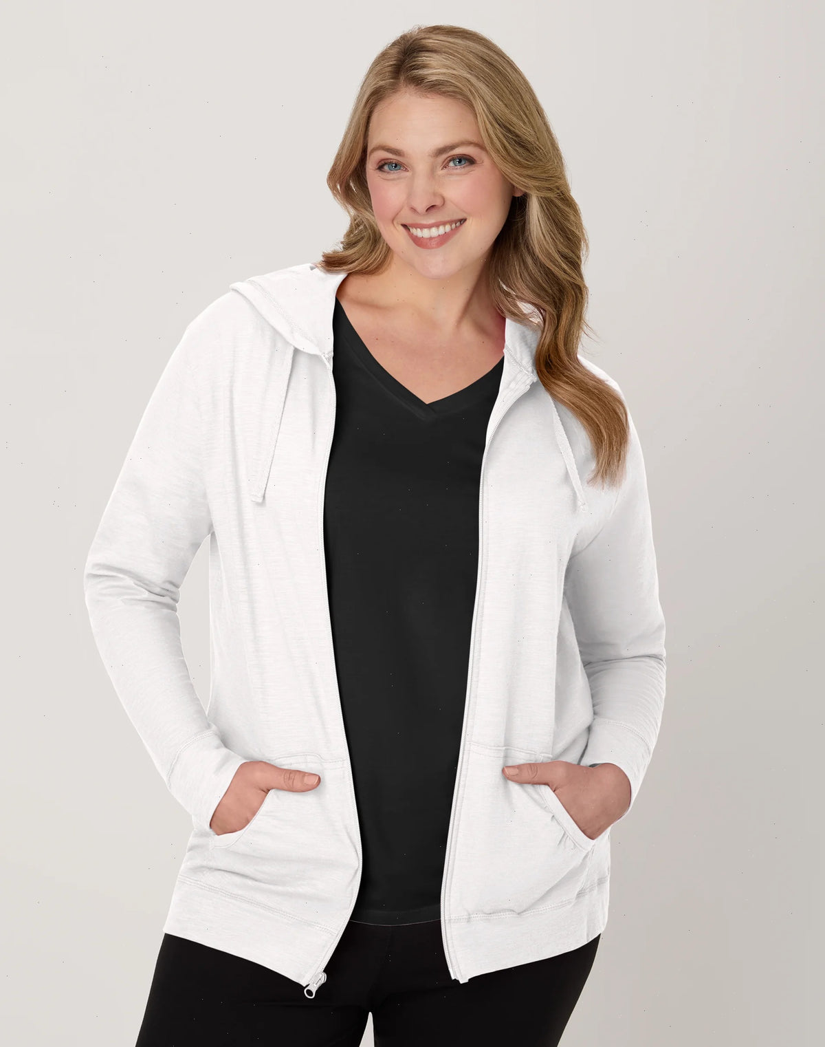 Hanes Women's Slub Jersey Full Zip Hoodie