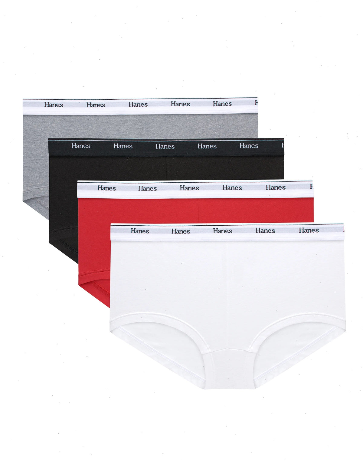Hanes Originals Women&rsquo;s Boyshort Underwear, Breathable Stretch Cotton, Assorted, 4-Pack