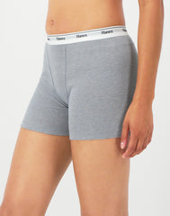 Hanes Originals Women's Mid-Thigh Boxer Brief Underwear, Breathable Stretch Cotton, 4-Pack