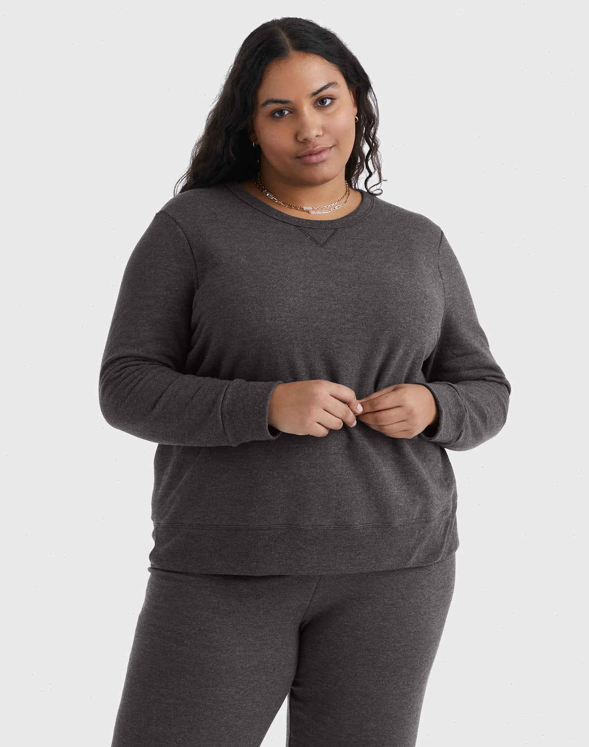 Hanes Just My Size EcoSmart Women's Fleece Sweatshirt, V-Notch (Plus Size)