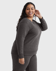 Hanes Just My Size EcoSmart Women's Fleece Sweatshirt, V-Notch (Plus Size)