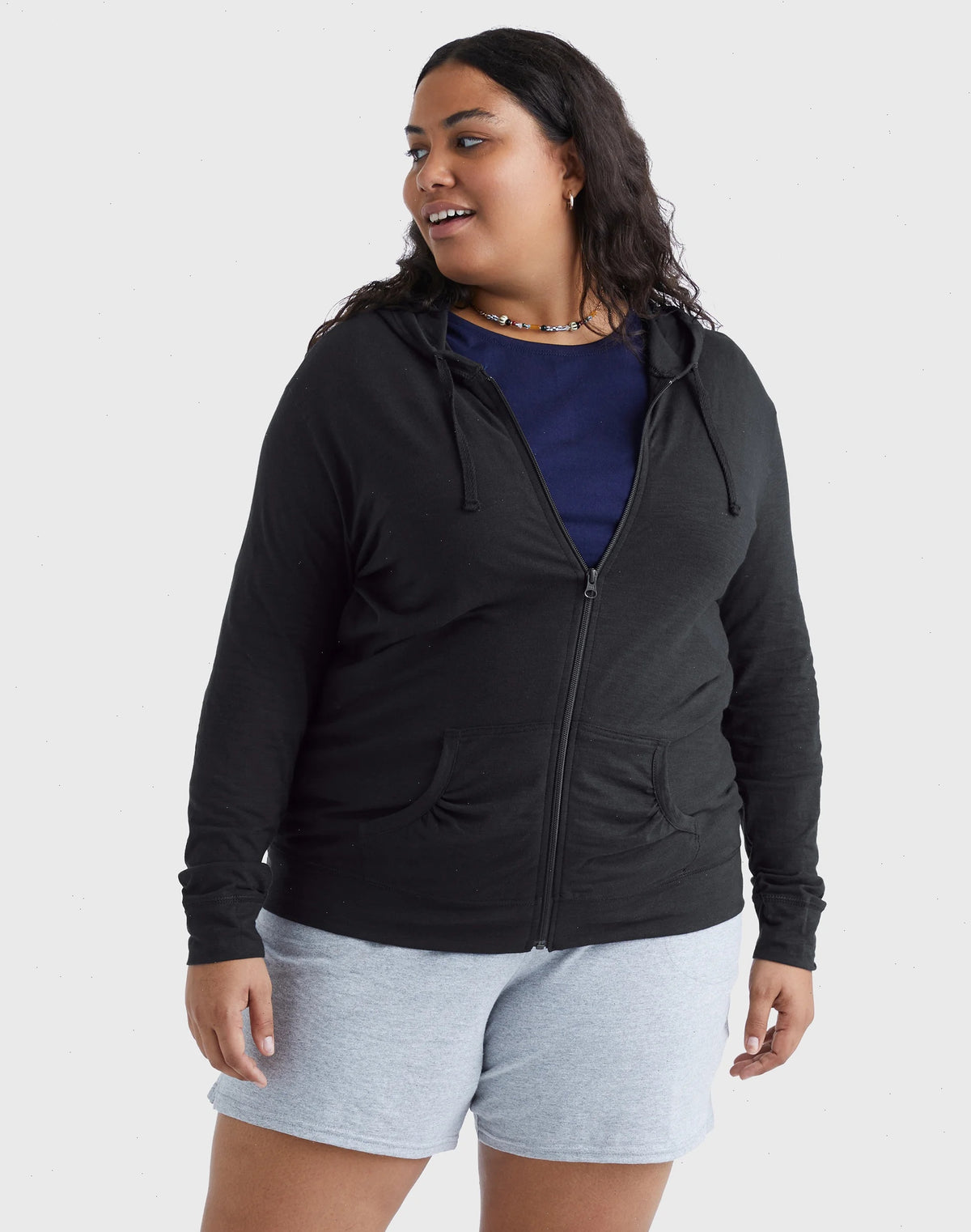 Hanes Just My Size Women's Full-Zip Slub Hoodie (Plus Size)