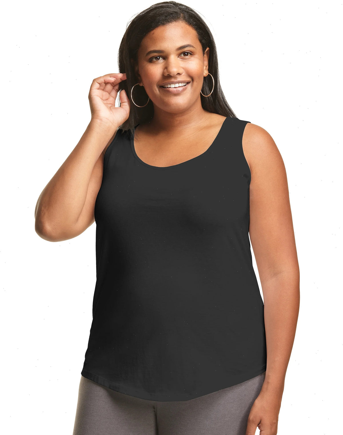 Hanes Just My Size Women&rsquo;s Cotton Jersey Tank, Shirttail Hem (Plus Size)