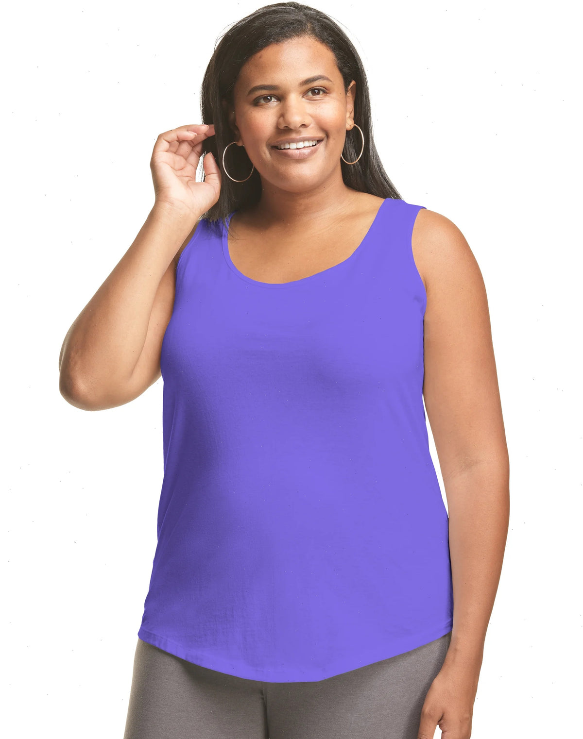 Hanes Just My Size Women&rsquo;s Cotton Jersey Tank, Shirttail Hem (Plus Size)