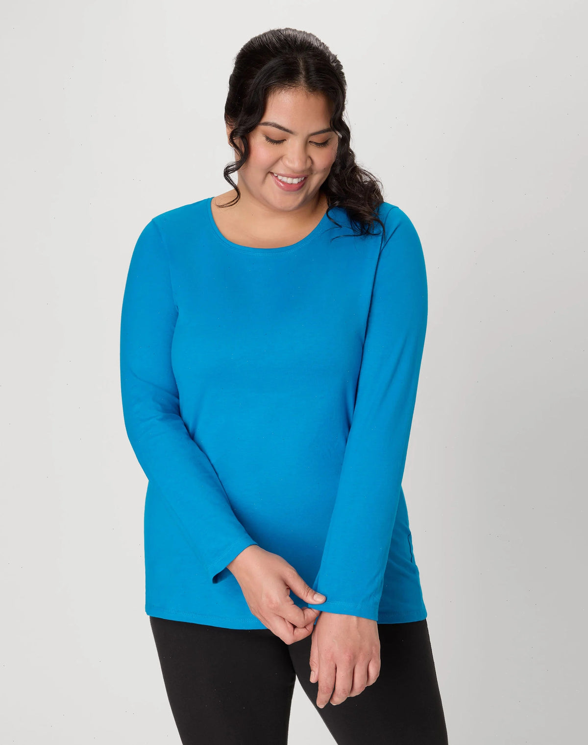 Hanes Women's Long Sleeve Scoop-Neck Cotton T-Shirt (Plus Size)