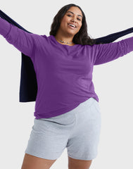 Hanes Women's Long Sleeve Scoop-Neck Cotton T-Shirt (Plus Size)