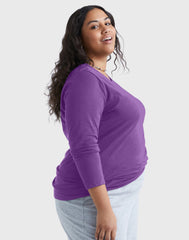 Hanes Women's Long Sleeve Scoop-Neck Cotton T-Shirt (Plus Size)