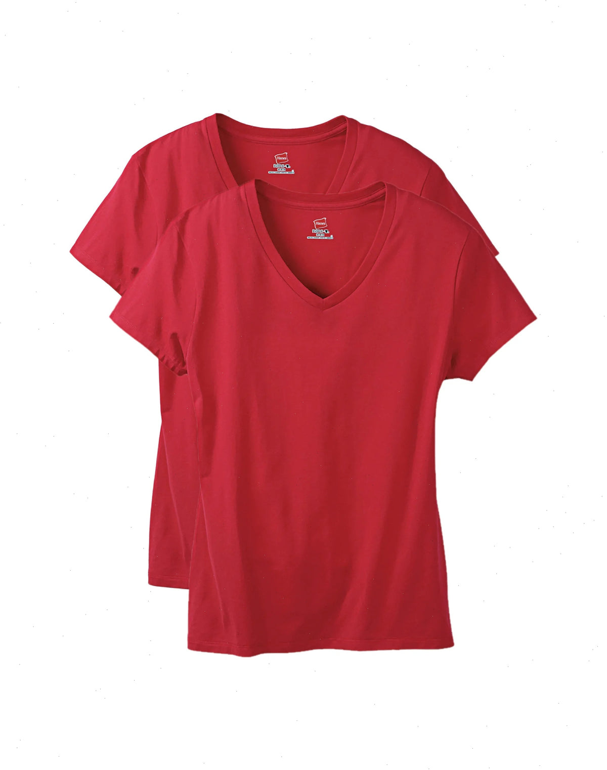 Hanes Perfect-T Women's V-Neck Cotton T-Shirt, Value 2-Pack