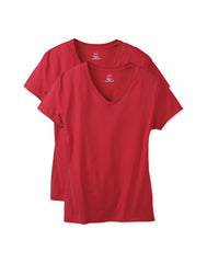 Hanes Perfect-T Women's V-Neck Cotton T-Shirt, Value 2-Pack