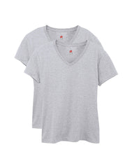 Hanes Perfect-T Women's V-Neck Cotton T-Shirt, Value 2-Pack