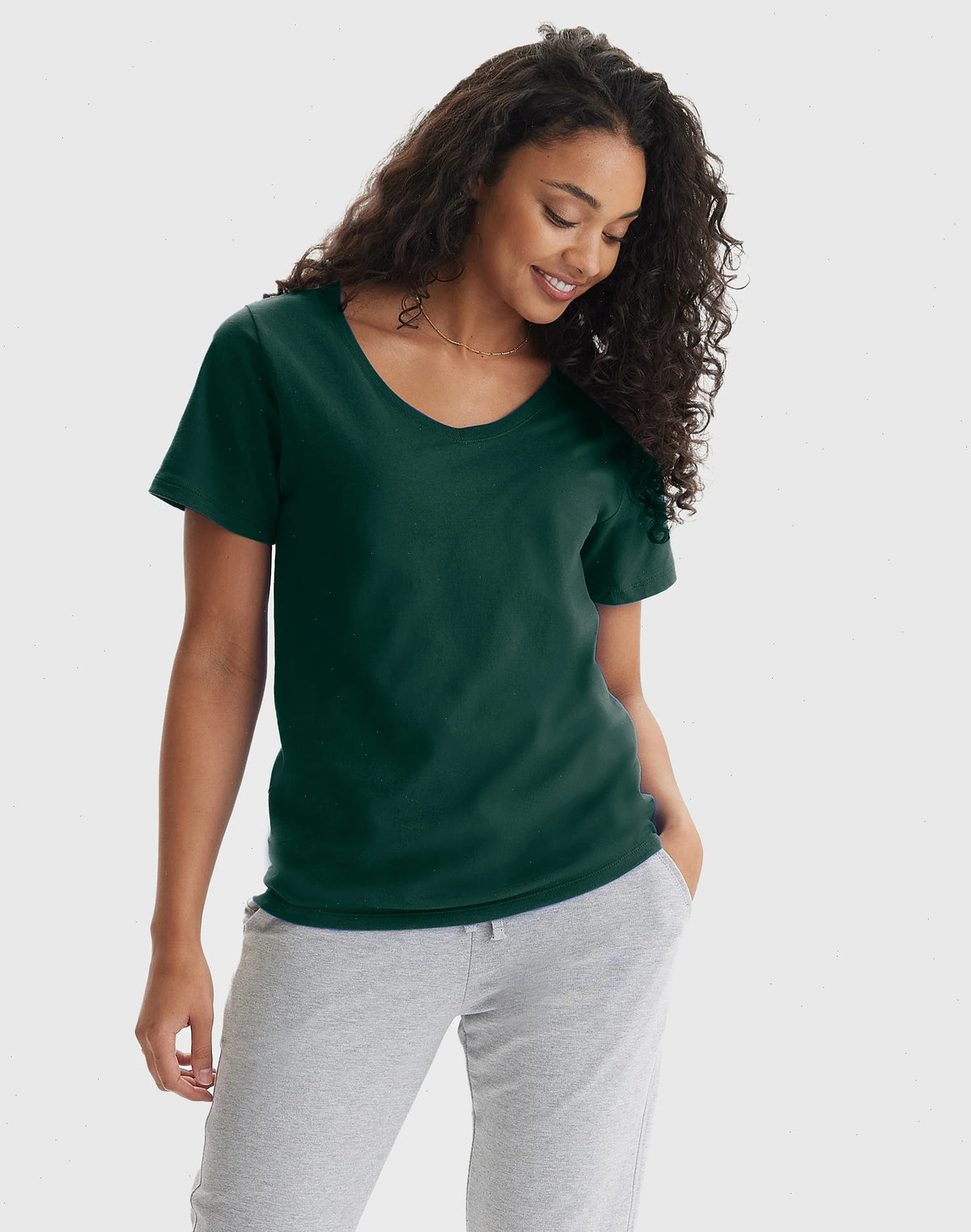 Hanes Perfect-T Women's V-Neck Cotton T-Shirt
