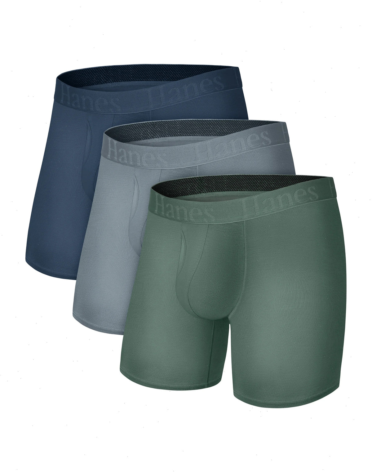 Hanes Originals Men's SuperSoft Boxer Brief Underwear, Viscose from Bamboo, Assorted, 3-Pack