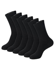 Hanes Unisex Plain Black Socks Pack, 6 Pairs, Crew Socks
