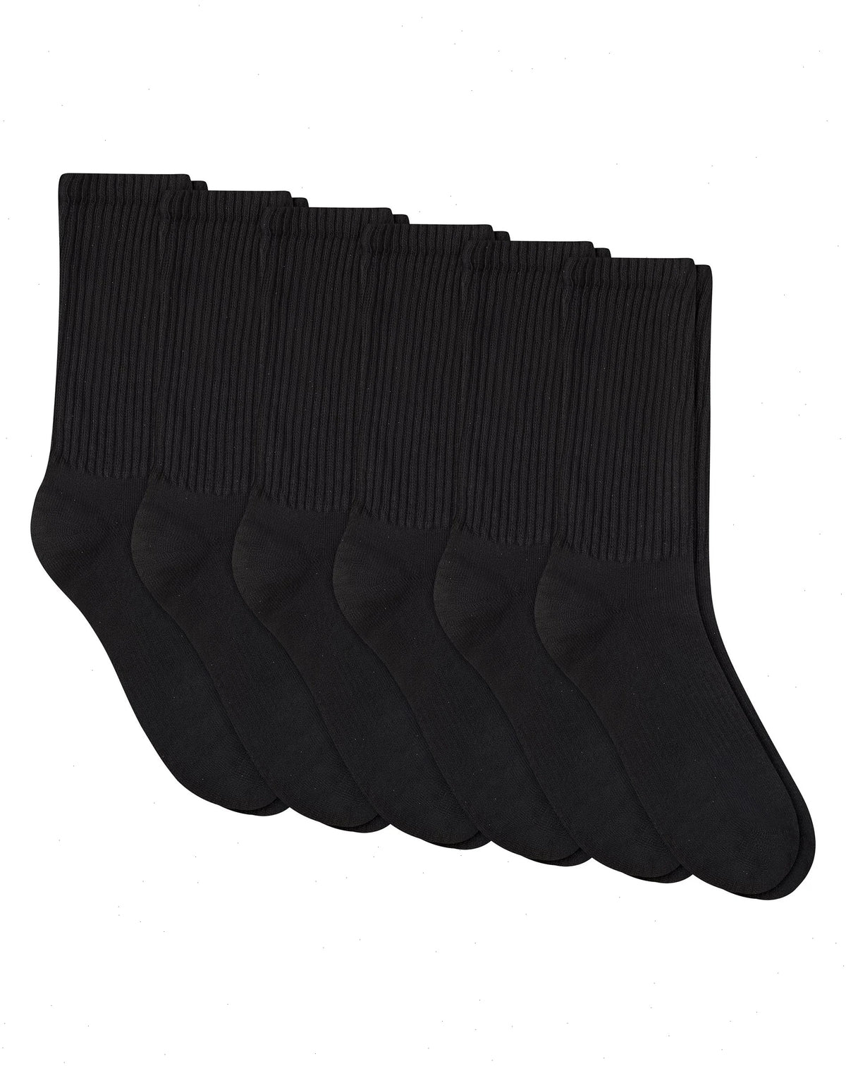 Hanes Unisex Plain Black Socks Pack, 6 Pairs, Crew Socks