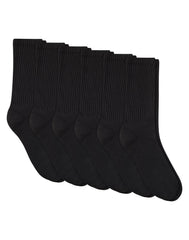 Hanes Unisex Plain Black Socks Pack, 6 Pairs, Crew Socks