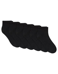 Hanes Unisex Plain Black Socks Pack, 6 Pairs, Ankle Socks