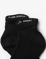 Hanes Unisex Plain Black Socks Pack, 6 Pairs, Ankle Socks