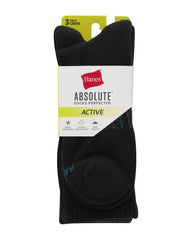 Hanes Absolute Active Men&rsquo;s Cushioned Crew Socks, Shoe Sizes 6-12, 3-Pairs