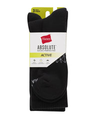 Hanes Absolute Active Men&rsquo;s Cushioned Crew Socks, Shoe Sizes 6-12, 3-Pairs