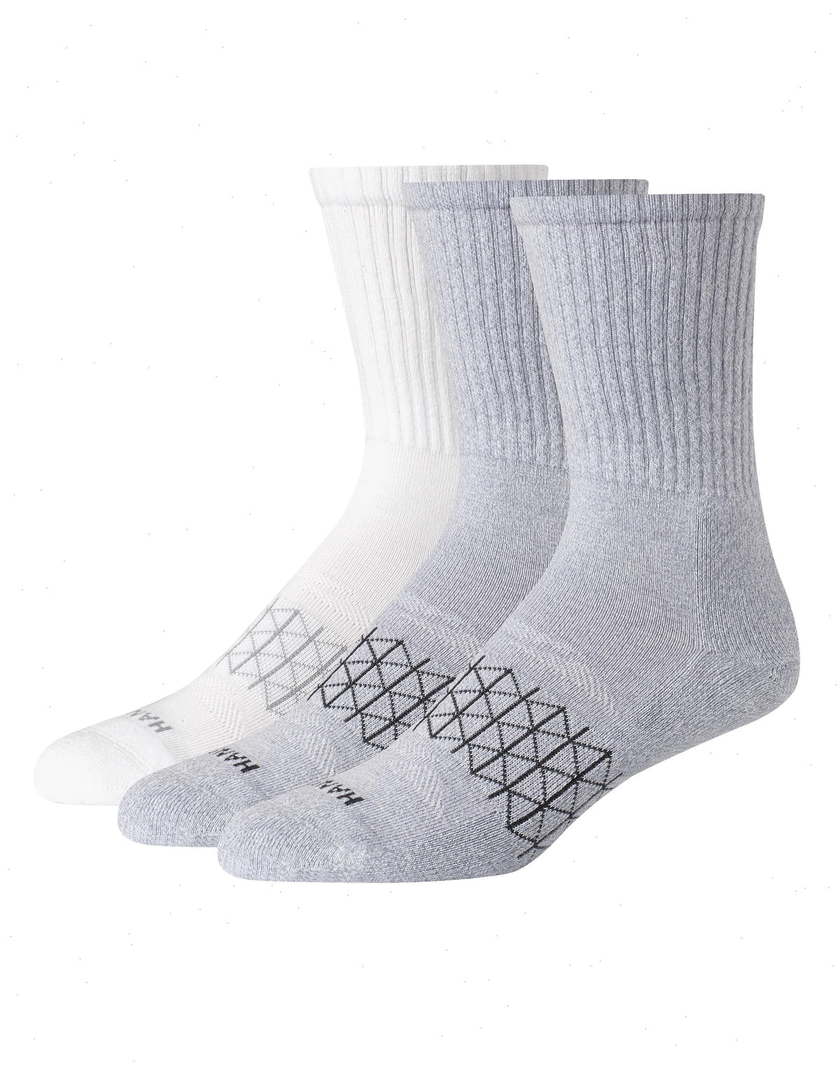 Hanes Absolute Active Men&rsquo;s Cushioned Crew Socks, Shoe Sizes 6-12, 3-Pairs