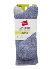 Hanes Absolute Active Men&rsquo;s Cushioned Crew Socks, Shoe Sizes 6-12, 3-Pairs