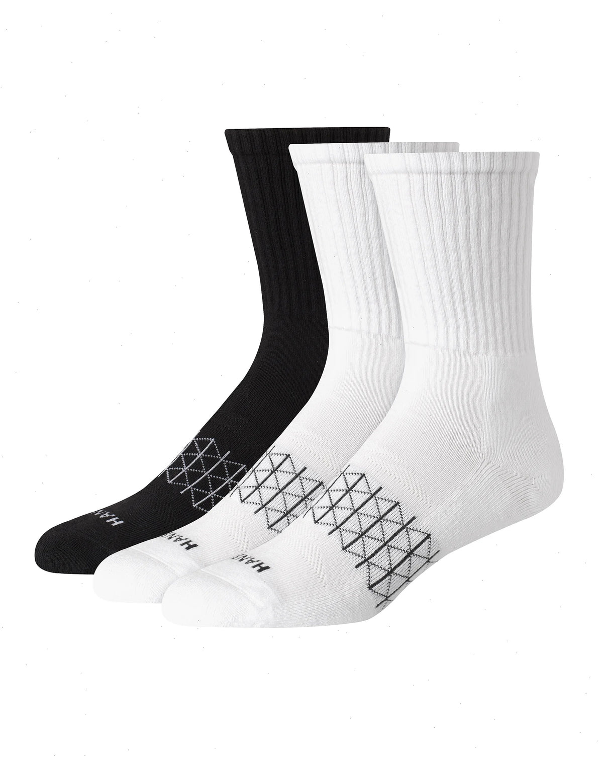 Hanes Absolute Active Men&rsquo;s Cushioned Crew Socks, Shoe Sizes 6-12, 3-Pairs