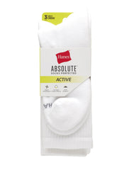 Hanes Absolute Active Men&rsquo;s Cushioned Crew Socks, Shoe Sizes 6-12, 3-Pairs
