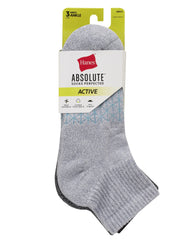 Hanes Absolute Active Men&rsquo;s Cushioned Ankle Socks Pack, 3-Pack, Moisture Wicking