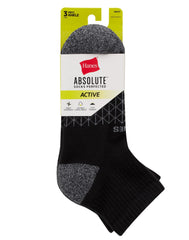 Hanes Absolute Active Men&rsquo;s Cushioned Ankle Socks Pack, 3-Pack, Moisture Wicking