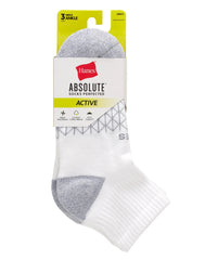 Hanes Absolute Active Men&rsquo;s Cushioned Ankle Socks Pack, 3-Pack, Moisture Wicking