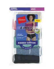Hanes Women's Ribbed Cotton Briefs 6-Pack