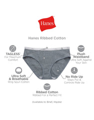 Hanes Women's Ribbed Hipster Underwear, 6-Pack