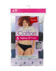 Hanes Cool Comfort Women's Cotton Hi-Cut Underwear, 6-Pack