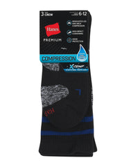 Hane's X-Temp Men's Compression Crew Socks, 3-Pairs