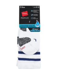 Hane's X-Temp Men's Compression Crew Socks, 3-Pairs