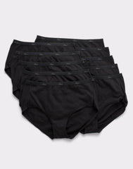 Hanes Women's Breathable Cotton Brief Underwear, Black, 10-Pack