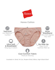 Hanes Women's Breathable Cotton Bikini Underwear, Black, 10-Pack